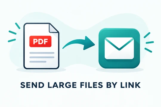 Illustration of a PDF file being sent by link to Rieger's Print